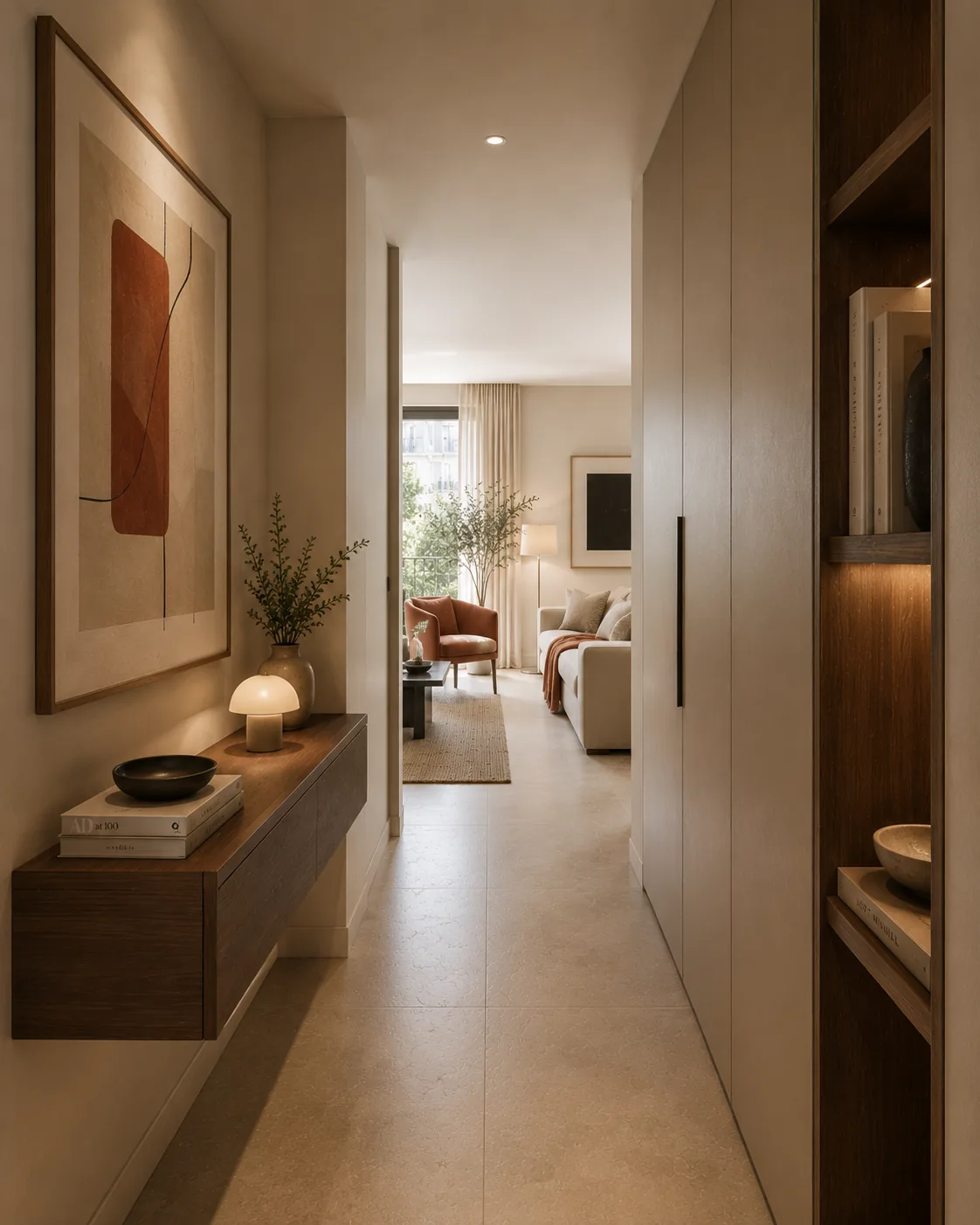 Interiorismo entrada almacenaje a medida Mirador de Agridulce Murcia